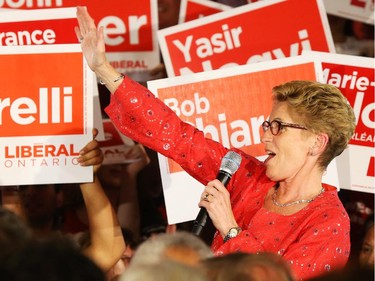 Ontario Liberal candidate, Kathleen Wynne, holds an election campaign rally with Justin Trudeau in Ottawa, June 04, 2014.