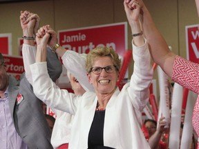 Ontario Liberal Leader Kathleen Wynne is seen at an election rally in Kitchener, Ont., on Sunday, June 8, 2014.