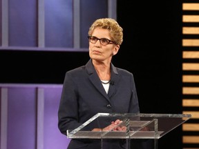 Ontario Premier Kathleen Wynne takes part in the Ontario provincial leaders debate in Toronto, Tuesday June 3, 2014.