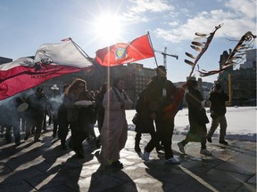 OTTAWA, ON: DECEMBER 10, 2013 -Idle No More protesters marched to Parliament Hill in Ottawa, December 10, 2013. Photo by Jean Levac/Ottawa Citizen For Ottawa Citizen story by , NATIONAL Assignment #115457