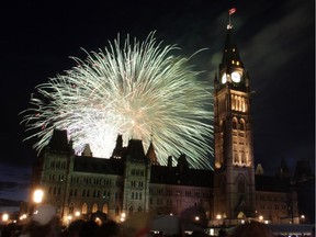Canada Day fireworks on Parliament Hill in Ottawa