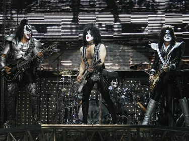 L to R: Gene Simmons, Paul Stanley and Tommy Thayer of Kiss.  Kiss concert at the Ottawa Bluesfest, July 15, 2009.