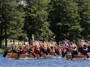 The war canoe race at the championships is always a highlight, much as this one was at the Rideau Canoe Club.