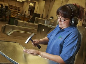 Elizabeth Rouleau is the only female sheet metal worker at Dilfo Mechanical.