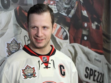 Jason Spezza of the Ottawa Senators warms up prior to his team's game against the Montreal Canadiens at Canadian Tire Centre in Ottawa, April 04, 2014.