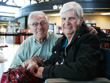 Patricia Roper, 89, from London, Ontario, found out last year she has a half brother, 81-year-old Jim Margerum. Jim greeted her at the train station in Ottawa on Monday, June 9, 2014.