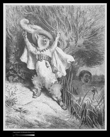 Gusvate Doré's Puss in Boots, as seen in the story by Charles Perrault. (Elisha Whittelsey Collection, National Gallery of Canada)