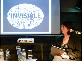 Rehab Nazzal at the discussion about the exhibition Invisible held at Saint Brigid's centre for the Arts on Sunday, June 1, 2014.