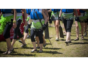 Some teams added an extra flair at the The 21st Tim Hortons Ottawa Dragon Boat Festival which took place this past weekend at Mooney's Bay Park. (Ashley Fraser / Ottawa Citizen)