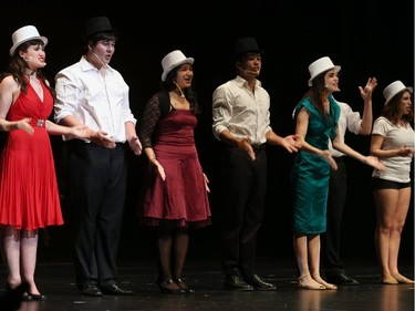 Students perform an excerpt from Curtains, Merivale High School, during the 9th annual Cappies Gala awards, held at the National Arts Centre, on June 08, 2014.