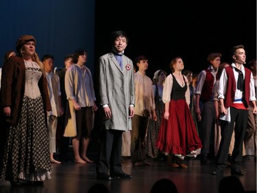 Students perform an excerpt from Les Miserables, Nepean High School, during the 9th annual Cappies Gala awards, held at the National Arts Centre, on June 08, 2014.