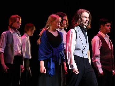 Students perform an excerpt from Sweeney Todd, Earl of March Secondary School, during the 9th annual Cappies Gala awards, held at the National Arts Centre, on June 08, 2014,.