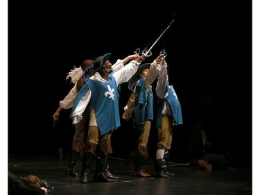 Students perform an excerpt from The Three Musketeers, Holy Trinity Catholic High School, during the 9th annual Cappies Gala awards, held at the National Arts Centre, on June 08, 2014, in Ottawa, Ont.