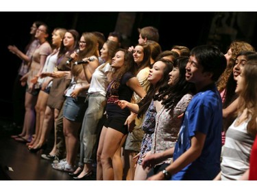 The Cappies Chorus rehearses their musical numbers prior to the start of the 9th annual Cappies Gala awards, held at the National Arts Centre, on June 08, 2014, in Ottawa, Ont.