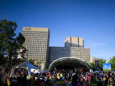 The crowd starts to form before Bollywood star Richa Sharma hit the stage on opening night of TD Ottawa International Jazz Festival on Friday June 20, 2014 in Confederation Park.