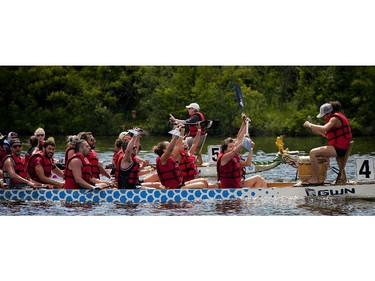 The Destroyers killed their 500m mixed finals Sunday at The 21st Tim Hortons Ottawa Dragon Boat Festival which took place this past weekend at Mooney's Bay Park. (Ashley Fraser / Ottawa Citizen)