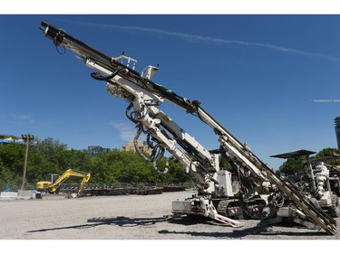 West portal. Robodrill - Robodrill drilling jumbo used for tunnel support
"Construction of the Light Rail Transit tunnel (LRT) in Ottawa, June 2014."