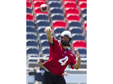 Redblacks held their final practice at TD Place on Thursday before road game at Hamilton on Saturday. #4 QB Alex Carder.