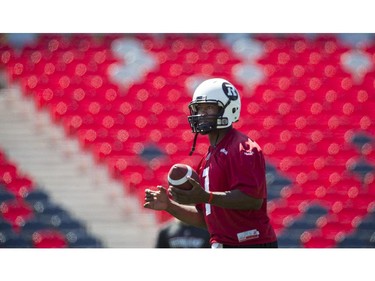 Redblacks held their final practice at TD Place on Thursday before road game at Hamilton on Saturday. #1 QB Henry Burris.