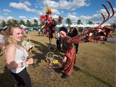 A theatre troupe entertains Claire McIntosh at Bluesfest.