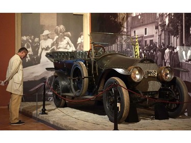 A picture taken on July 1,2014  shows a car in which Prince Franz Ferdinand was assassinated, on display at Vienna's Austrian Military Museum (HGM) before the upcomming 100-year anniversary of the beginning of World War I. Franz Ferdinand , an Archduke of Austria-Este, Austro-Hungarian and Royal Prince of Hungary and of Bohemia, was assassinated by a revolutionary Serb in Sarajevo on July 28 ,1914.