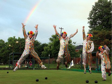 Clowning around at the Lawn Summer Nights event held at the Elmdale Lawn Bowling Club on Wednesday, July 2, 2014. The unique lawn bowling fundraiser for Cystic Fibrosis Canada takes place over four summer evenings in July.