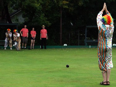 Costumed players don't take themselves too seriously at the lawn bowling fundraiser for cystic fibrosis happening at the Elmdale Lawn Bowling Club on four summer evenings throughout July. The event kicked off Wednesday, July 2, 2014.