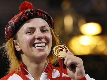 Erica Wiebe of Stittsville displays her gold medal at the 2014 Commonwealth Games.