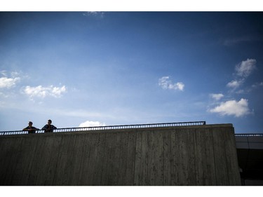 Fans check out a different view from on top of the Canadian War Museum during Bluesfest Saturday July 12, 2014.