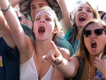 Fans get excited for the band "Tyler, the Creator" on the Claridge Homes Stage at Bluesfest.