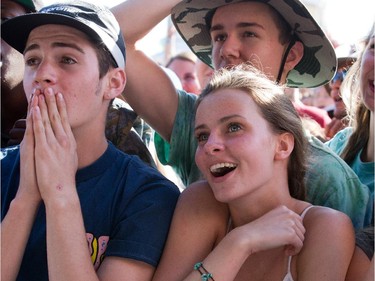 Fans get excited for the band "Tyler, the Creator" on the Claridge Homes Stage at Bluesfest.