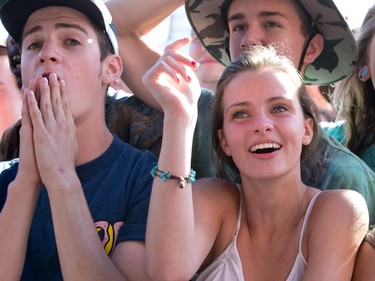Fans get excited for the band "Tyler, the Creator" on the Claridge Homes Stage at Bluesfest.