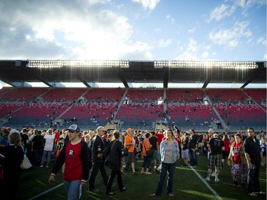 Fans got to come down onto the field to meeting the players at the official opening of TD Place at Lansdowne Wednesday July 9. 2014.