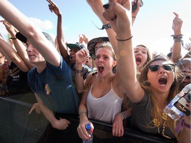 Fans of the band "Tyler, the Creator" on the Claridge Homes Stage at Bluesfest.