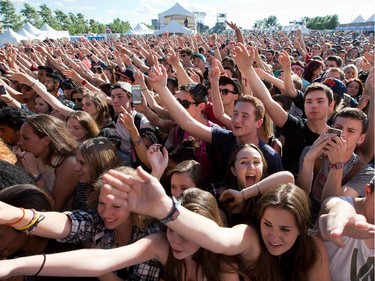 Fans of the band "Tyler, the Creator" on the Claridge Homes Stage at Bluesfest.