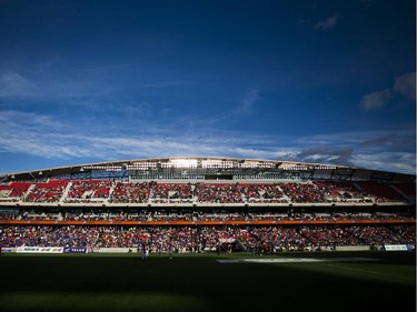 Fans pack the stands at TD Place as the Ottawa Fury FC hosted the Scottish League One champion Rangers FC in the first ever international friendly game at TD Place on Wednesday, July 23, 2014.