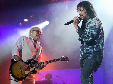 Founder of the band Foreigner, Mick Jones, (L) and singer Kelly Hansen on the Bell Stage at Bluesfest.