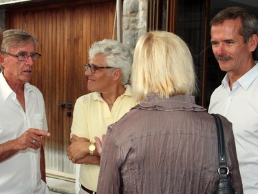 From left, Carleton University dean Rafik Goubran, Vintage Wings founder Michael Potter, lawyer Jacques Shore, retired astronaut Chris Hadfield and Carleton U president Roseann Runte in conversation at the Hadfield Youth Summit Soirée hosted by Potter on Monday, June 30, 2014.