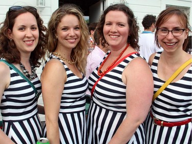 From left, Marcie Scott, Kristen Alma, Suzanne Miller and Andria Stec teamed up for the Lawn Summer Nights fundraising event that kicked off at the Elmdale Lawn Bowling Club on Wednesday, July 2, 2014.