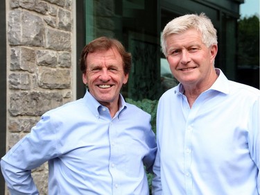 From left, University of Ottawa president Allan Rock with British High Commissioner Howard Drake at the Hadfield Youth Summit Soirée held Monday, June 30, 2014, at the Rockcliffe home of Michael Potter.