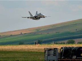 This file photo shows a CF-18 in Romania in 2014.