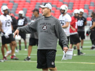 Head Coach Rick Campbell as the Ottawa Redblacks have their first practice at home since losing their opening season game against Winnipeg.