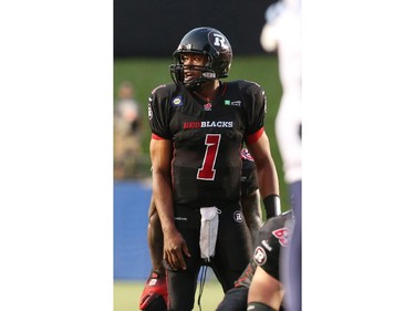 Henry Burris of the Ottawa Redblacks against the Toronto Argonauts at TD Place in Ottawa during the franchise home opener of the Redblacks on Friday, July 18, 2014.