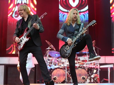 James Young, left, and Tommy Shaw of Styx on stage at Bluesfest.