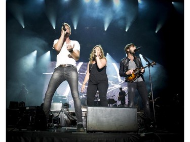 L-R Charles Kelley, Hillary Scott and Dave Haywood of Lady Antebellum performed on the Bell Stage Sunday July 6, 2014 at Bluesfest held at LeBreton Flats.