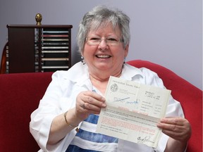 Leona McKenny in her apartment, with a letter she received in 1978 from former school mate Dan Aykroyd in  in Ottawa on July 04, 2014.