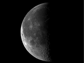 View of the moon on a clear night.