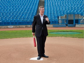Mayor Jim Watson at home plate following a press conference June 16, 2014.
