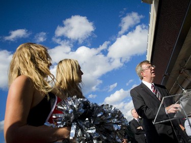 Mayor Jim Watson speaks at the official opening of TD Place at Lansdowne Wednesday July 9. 2014.