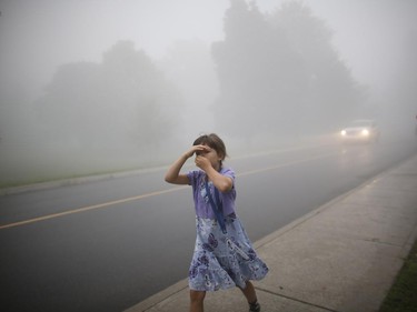 Members of the public who gathered early Sunday morning to watch the demolition of the Sir John Carling Building soon after found themselves in a cloud of dust, July 13, 2014.